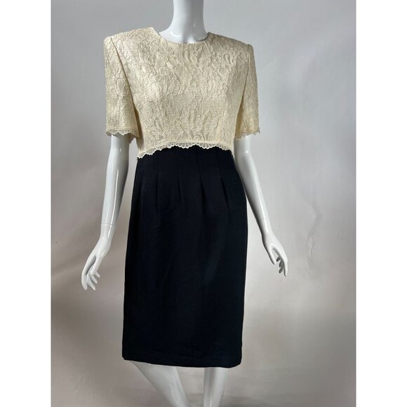 Jessica Howard Lace Overlay Dress By Mitchell Rodbell Size 8 - Picture 1 of 16